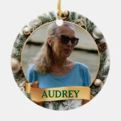Ornate Christmas Wreath ANY Photo Tree Ornament (Hinten)