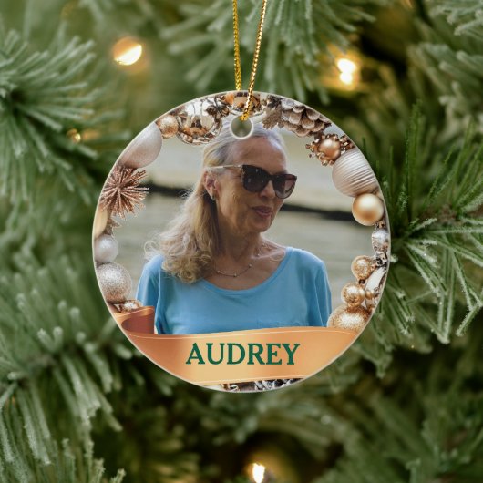 Ornate Christmas Wreath ANY Photo Tree Ornament (Baum)