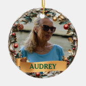 Ornate Christmas Wreath ANY Photo Tree Ornament (Vorne)