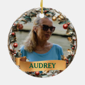 Ornate Christmas Wreath ANY Photo Tree Ornament (Hinten)