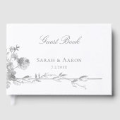Ornate Classic French Rose Border Wedding Gästebuch (Vorderseite)