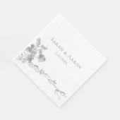 Ornate Classic French Rose Border Wedding Serviette (Ecke)