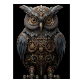 Ornate Clockwork Owl Poster