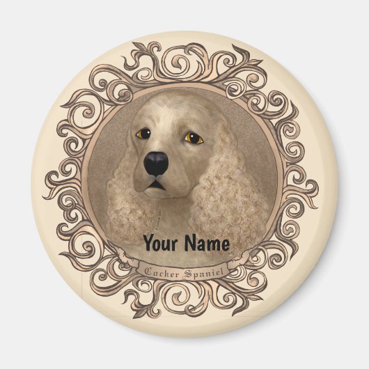 Ornate cocker spaniel custom name  magnet (Vorne)