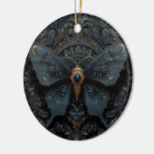Ornate Dark Blue Butterfly with Gold Filigree  Keramik Ornament (Links)