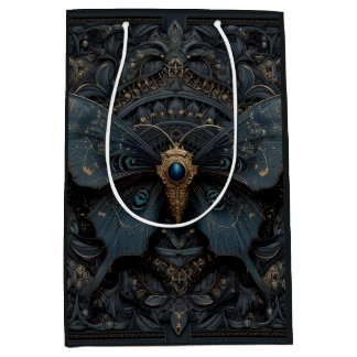 Ornate Dark Blue Butterfly with Gold Filigree  Mittlere Geschenktüte