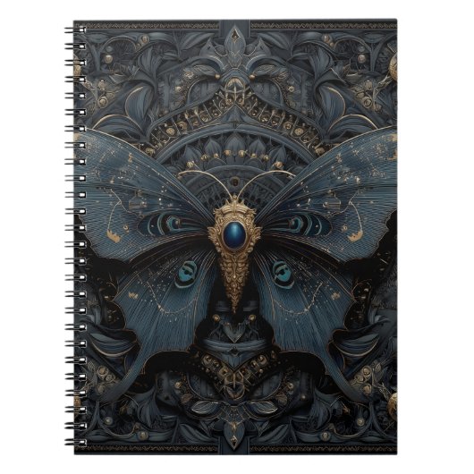 Ornate Dark Blue Butterfly with Gold Filigree Notizblock (Vorderseite)