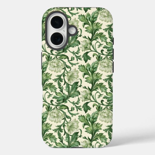 Ornate dark green acanthus leaves pattern Case-Mate iPhone hülle (Rückseite)