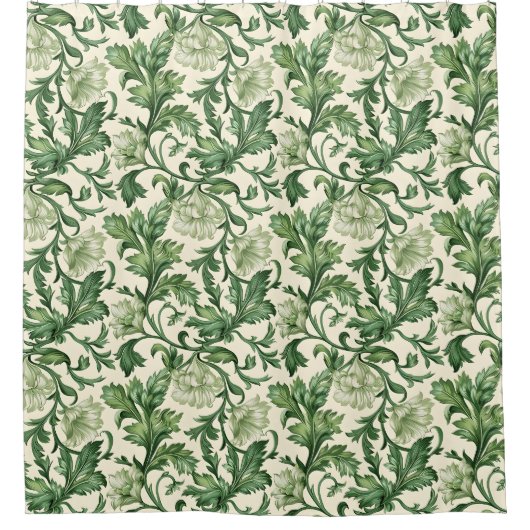 Ornate dark green acanthus leaves pattern duschvorhang (Vorderseite)