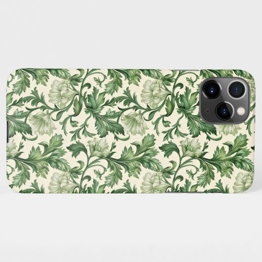Ornate dark green acanthus leaves pattern iPhone hülle (Rückseite (Horizontal))