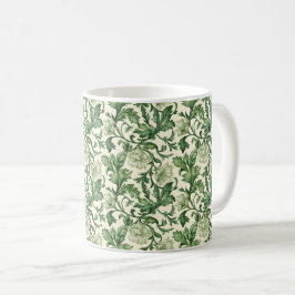 Ornate dark green acanthus leaves pattern kaffeetasse