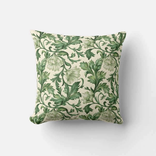 Ornate dark green acanthus leaves pattern kissen (Vorderseite)