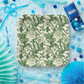 Ornate dark green acanthus leaves pattern pappteller (Party)