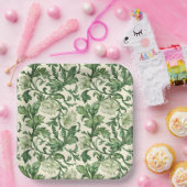 Ornate dark green acanthus leaves pattern pappteller (Party)