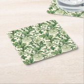 Ornate dark green acanthus leaves pattern rechteckiger pappuntersetzer (angewinkelt)