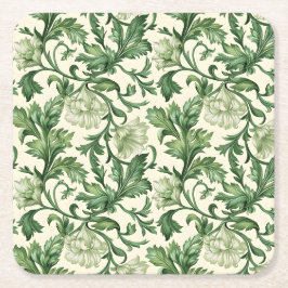 Ornate dark green acanthus leaves pattern rechteckiger pappuntersetzer