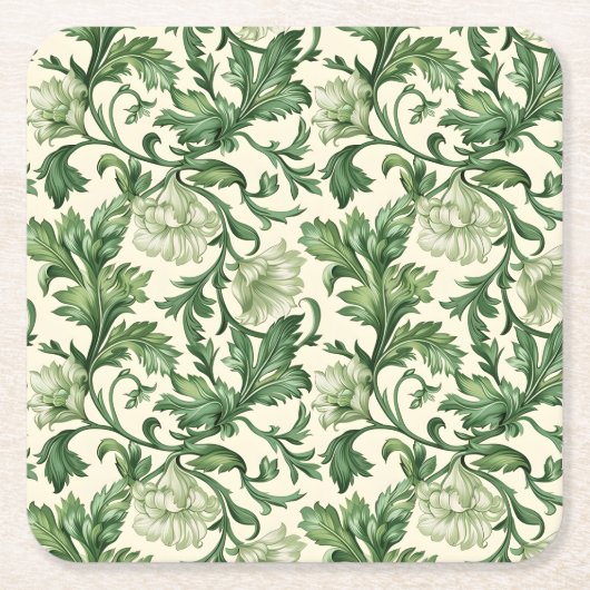 Ornate dark green acanthus leaves pattern rechteckiger pappuntersetzer (Vorderseite)