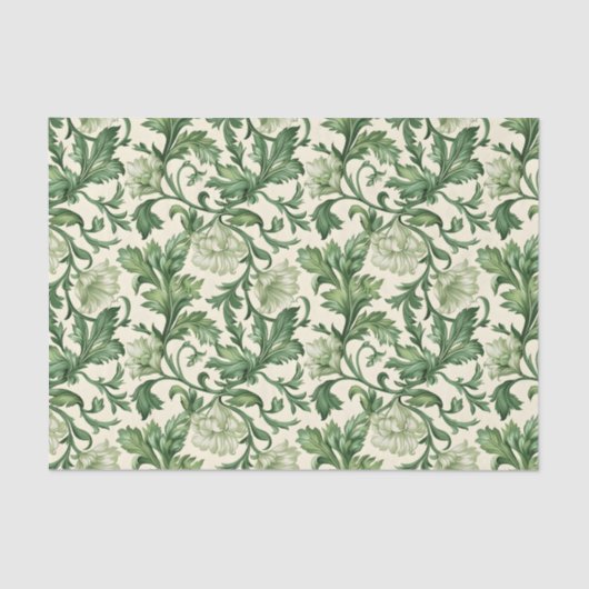 Ornate dark green acanthus leaves pattern seidenpapier (Vorderseite)