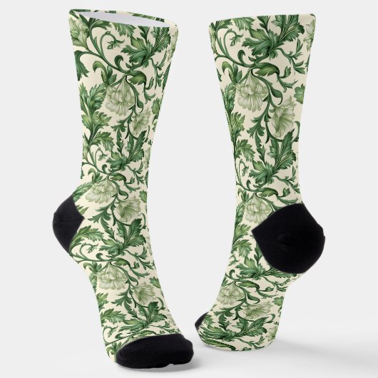 Ornate dark green acanthus leaves pattern socken (Gewinkelt)