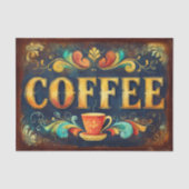 Ornate Distressed Coffee Typography FA1 Decoupage Seidenpapier (Vorderseite)