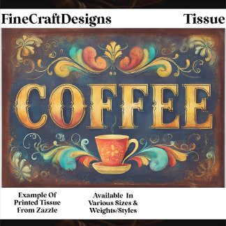 Ornate Distressed Coffee Typography FA1 Decoupage Seidenpapier