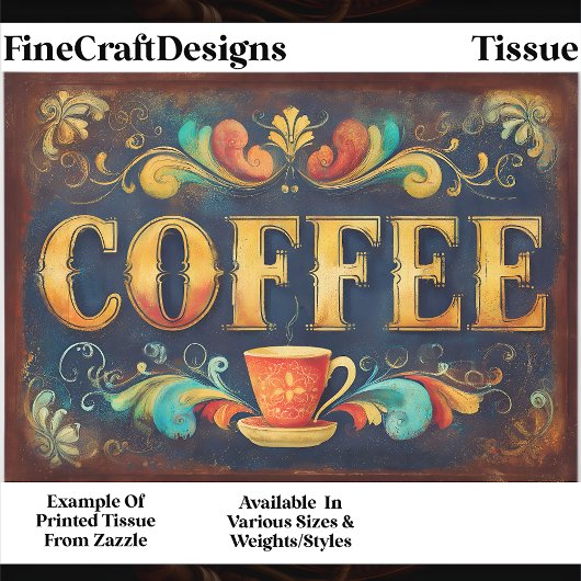 Ornate Distressed Coffee Typography FA1 Decoupage Seidenpapier