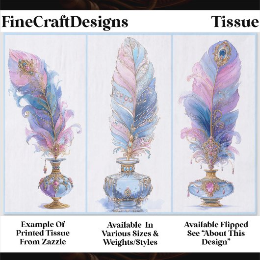 Ornate Elegant Quill & Inkwell Trio EQ2L Decoupage Seidenpapier