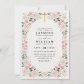 Ornate Embossed Graceful Bloom QR Code Wedding Einladung (Vorderseite)