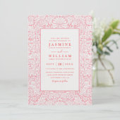 Ornate Embossed Wildflower Elegant QR Code Wedding Einladung (Stehend Vorderseite)