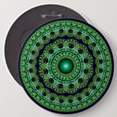 Ornate Fee rundes Fraktal Mandala Button (Vorne & Hinten)