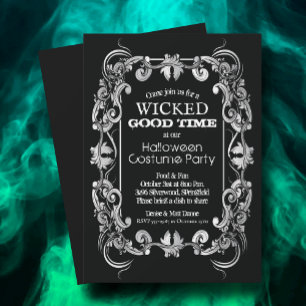 Ornate Filigree-Rahmen auf schwarzem Halloween Einladung
