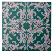Ornate Floral Filigree Tile in Hunter Green  Fliese (Vorderseite)
