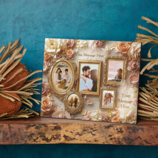 Ornate Floral Frames with Soft Gold Botanical Glow Fotoplatte