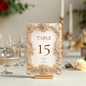 Ornate Floral Gold Baroque Wedding Tischnummer