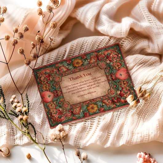 Ornate Floral Heart Valentine Party Dankeskarte