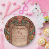 Ornate Floral Heart Valentine Party Pappteller (Party)