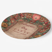 Ornate Floral Heart Valentine Party Pappteller (Schrägansicht)