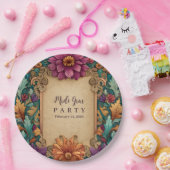 Ornate Floral Mardi Gras Masquerade Pappteller (Party)