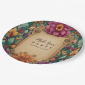 Ornate Floral Mardi Gras Masquerade Pappteller (Schrägansicht)