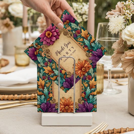 Ornate Floral Mardi Gras Masquerade Serviette