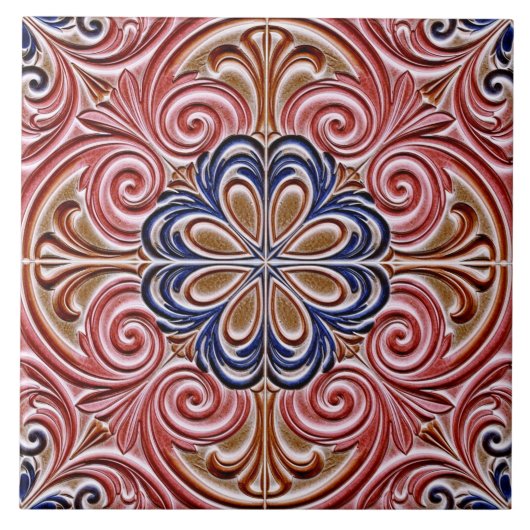 Ornate Floral Medallion Ceramic Pattern Fliese (Vorderseite)