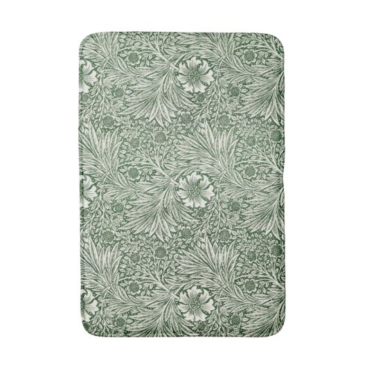 Ornate floral pattern of white flowers & leaves badematte (Vorderseite Vertikal)