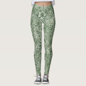 Ornate floral pattern of white flowers & leaves leggings (Vorderseite)