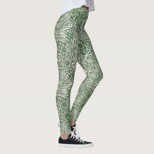 Ornate floral pattern of white flowers & leaves leggings (Rechts)