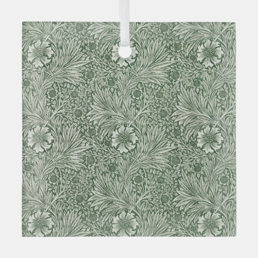 Ornate floral pattern of white flowers & leaves ornament aus glas (Vorderseite)