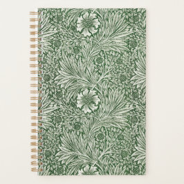 Ornate floral pattern of white flowers & leaves planer