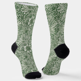 Ornate floral pattern of white flowers & leaves socken