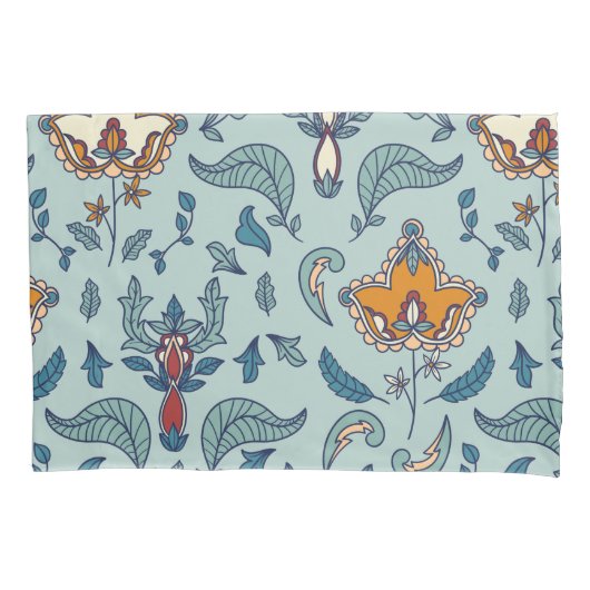 Ornate floral pattern on a pale blue background kissenbezug (Vorderseite-Links)