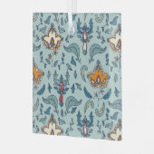 Ornate floral pattern on a pale blue background ornament aus glas (Vorderseite links)