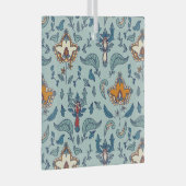 Ornate floral pattern on a pale blue background ornament aus glas (Vorderseite Rechts)